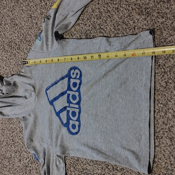 Adidas Kids Gray Hoodie with Blue Logo - Picture 7 of 7
